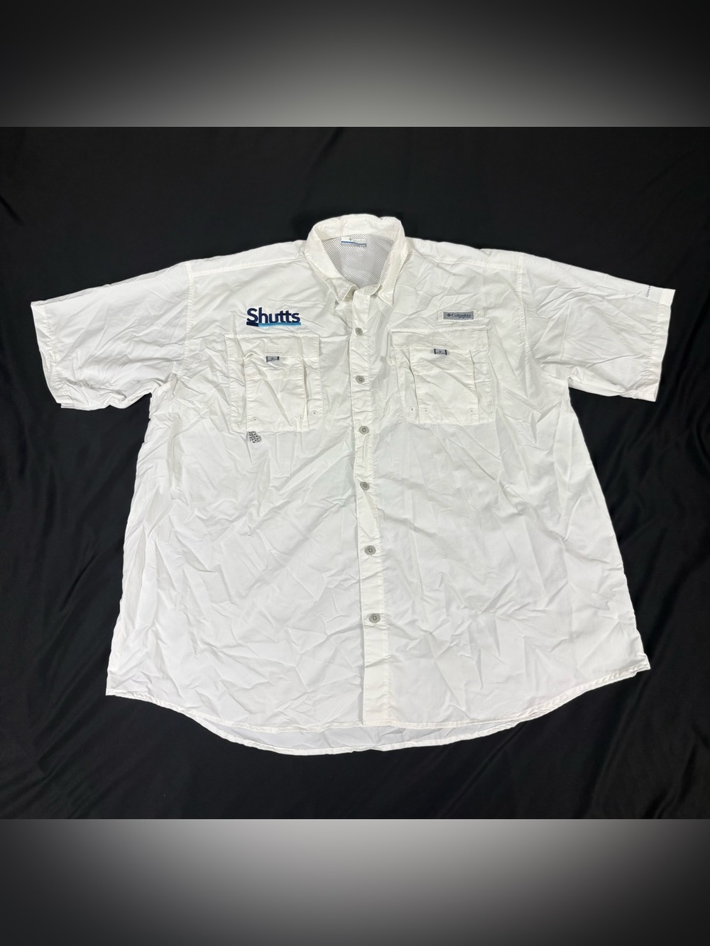 Columbia PFG Mens White Short Sleeve Button Up Shirt Size XL